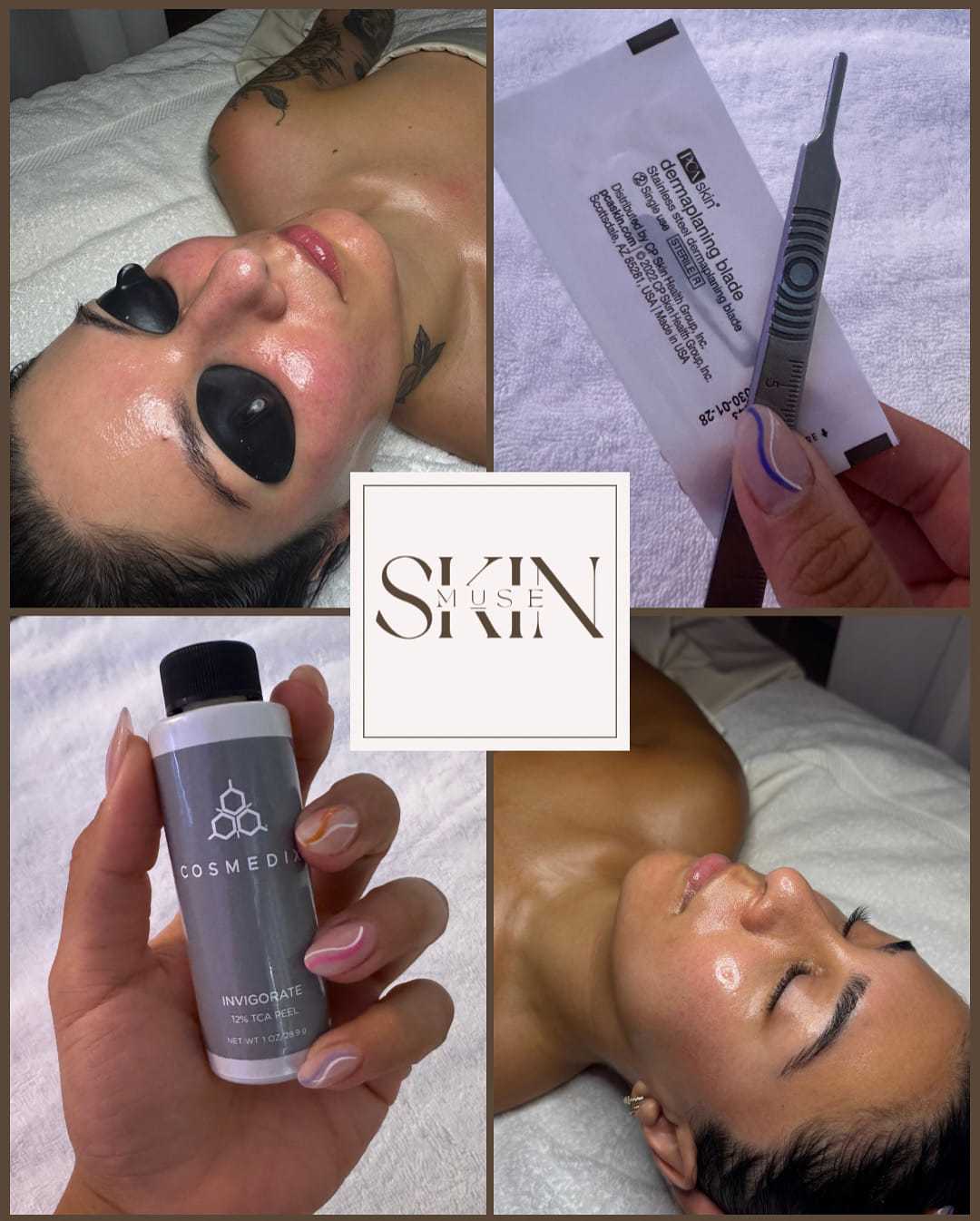 Facial treatment with skincare products and a relaxing spa session.